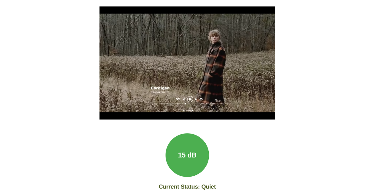 noise level monitors playing Taylor Swift playlist